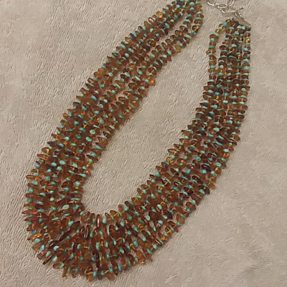 Jay King Genuine amber and turquoise necklace